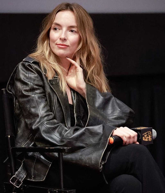 Oversized Women's Jodie Comer Leather Jacket