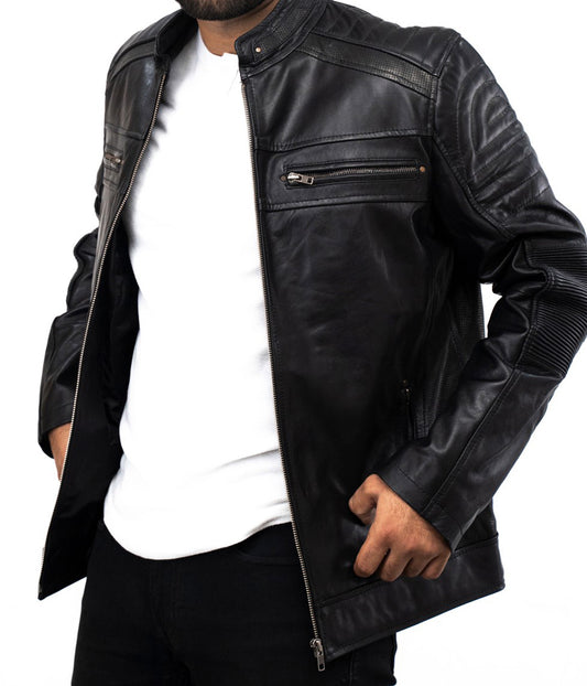 Black Motorcycle De Niro Leather Jacket - Italian Mafia Lederjacke