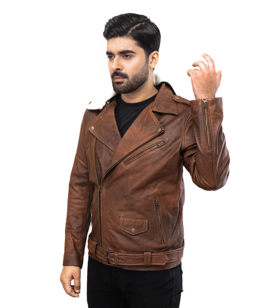 Brown Motorcycle Denver Leather Jacket -  Top-G Brando leather Jacket