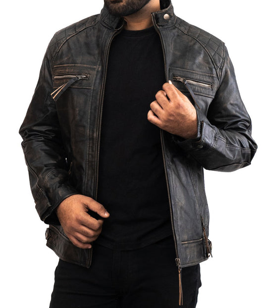 Cavalier Black Casual Leather Jacket - Black Inspired Designer Leather Jacket