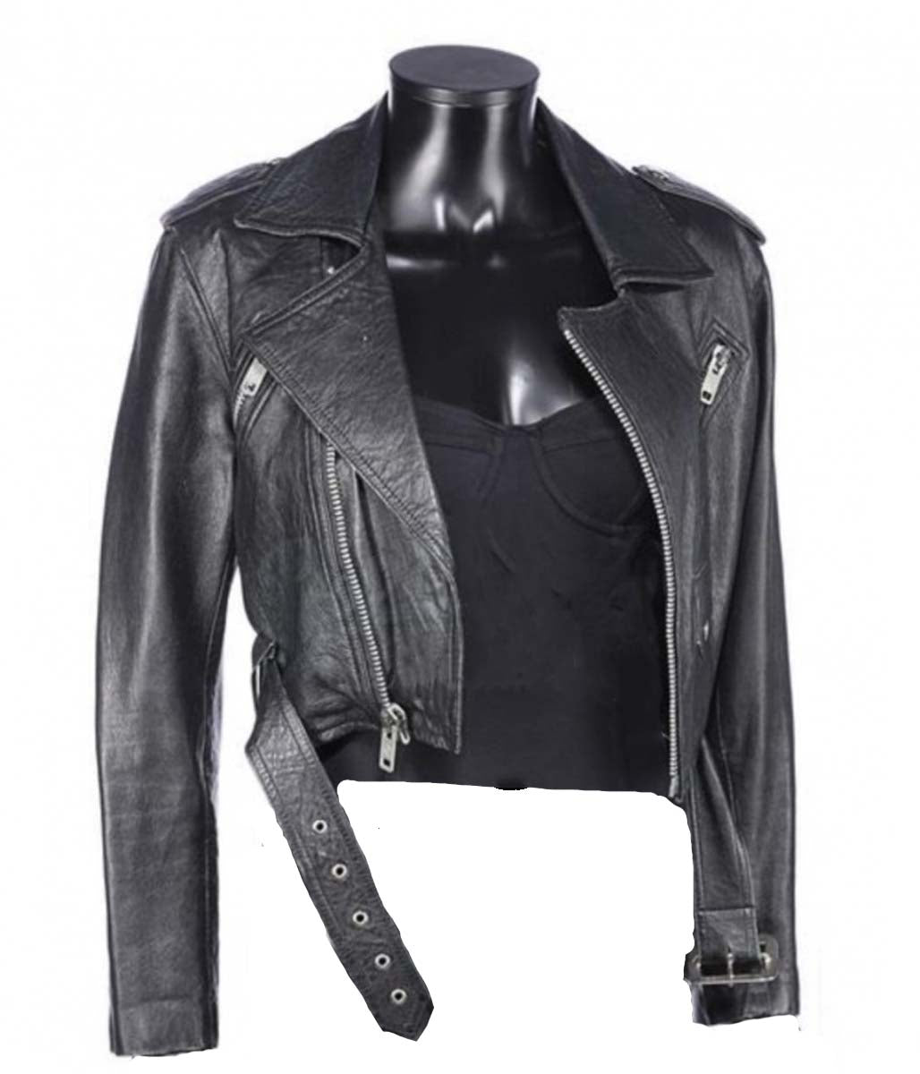 Crop Motorcycle Scarlett Johansson Chef Leather Jacket