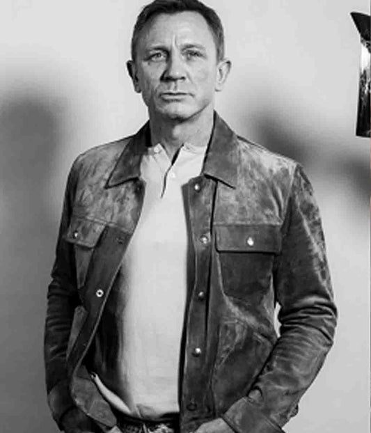 Daniel Craig Brown Suede Trucker Jacket