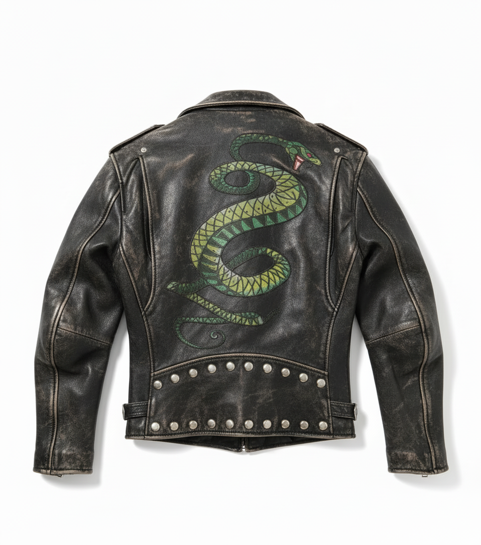 Studded Fallout Snake Leather Jacket