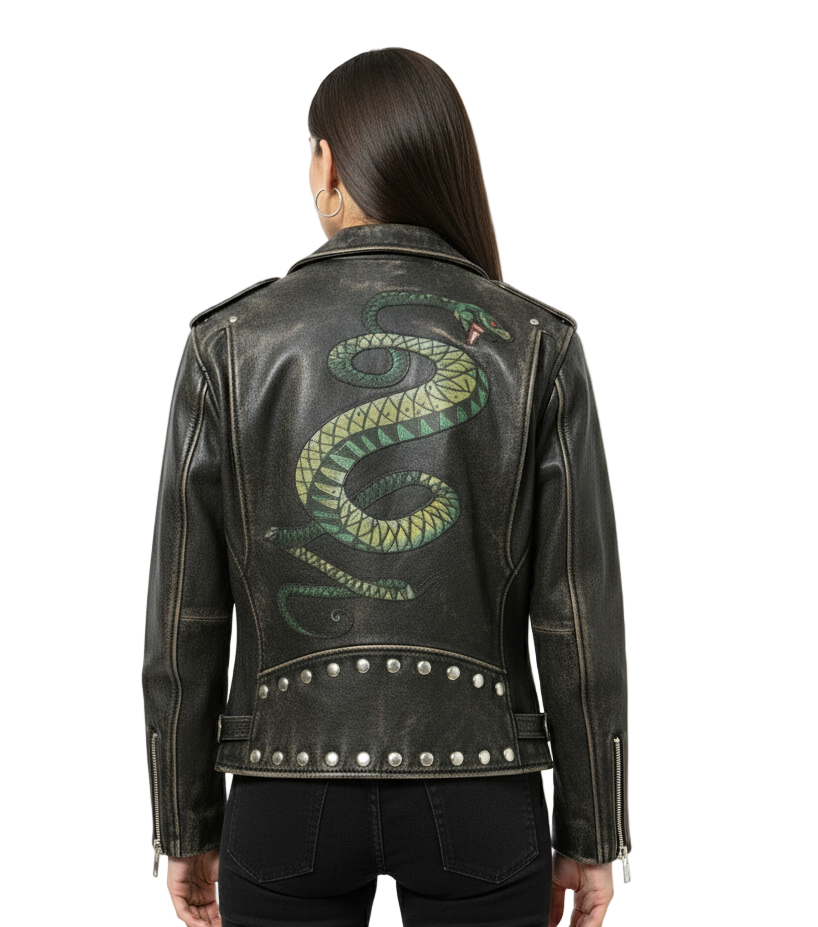 Studded Fallout Snake Leather Jacket