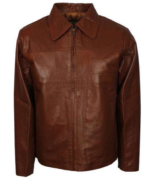 Fashion Brown Men's Leather Jacket - Herren Braun Lederjacke