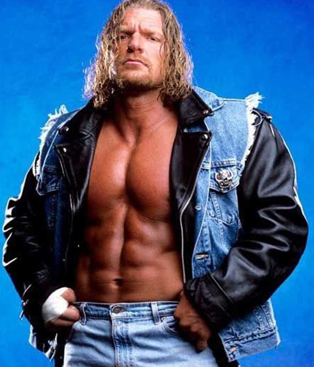 WWE Triple H Denim Leather Jacket