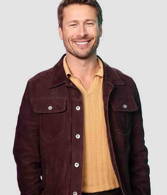 Hit Man Glen Powell Suede Jacket