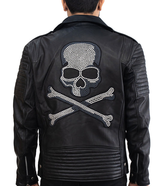 Skull Motorcycle Riding Biker Leather Jacket