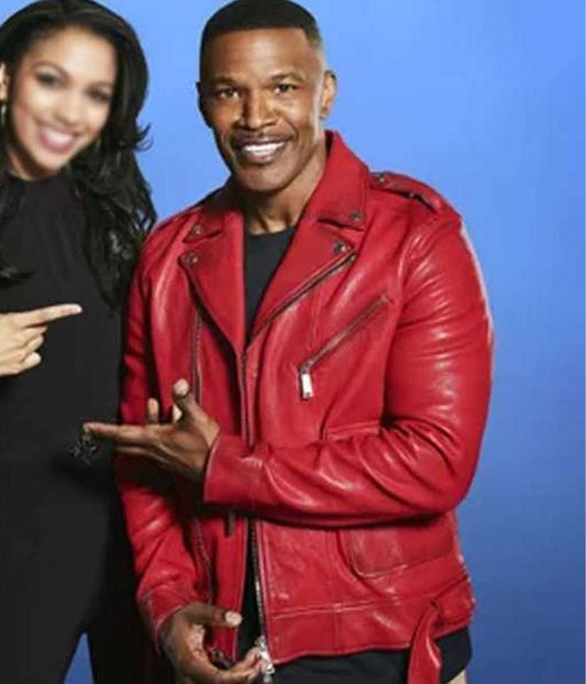 Red Jamie Foxx Motorcycle Leather Jacket