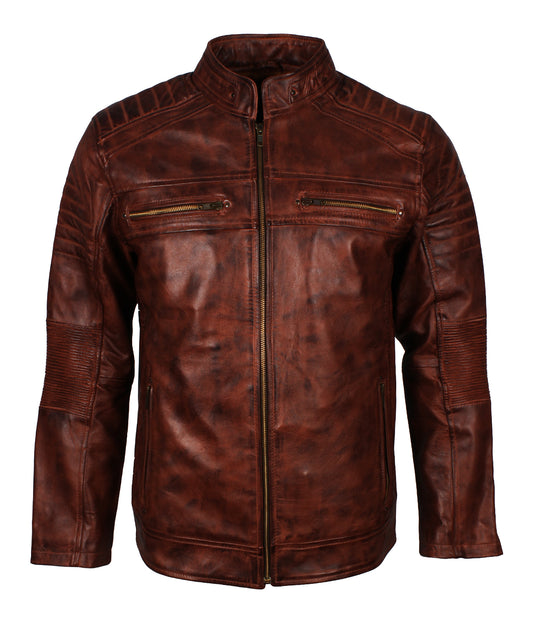 Men's Brown Waxed Vintage Leather Jacket