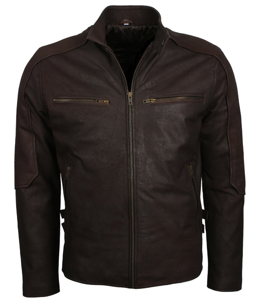 Men's Dark Brown Biker Leather Jacket