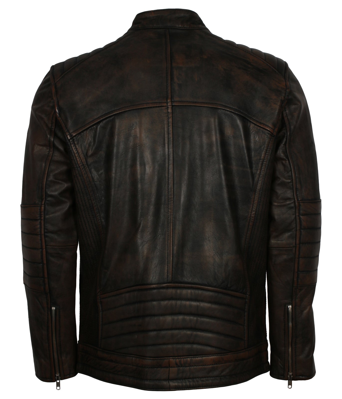 Men's Dark Brown Vintage Genuine Leather Jacket - Moto Rider Biker Lederjacke