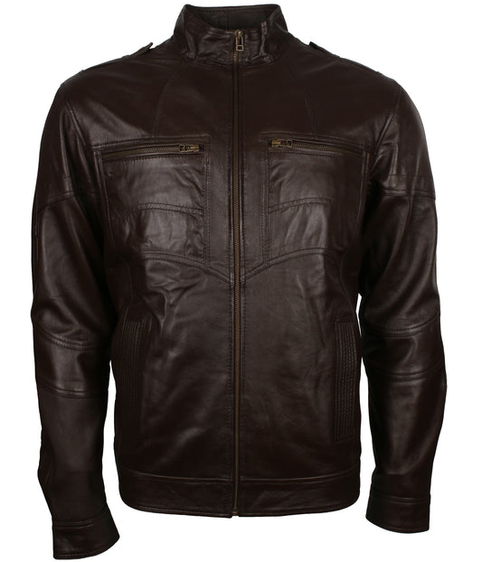 Designer Dark Brown Vintage Biker Leather Jacket