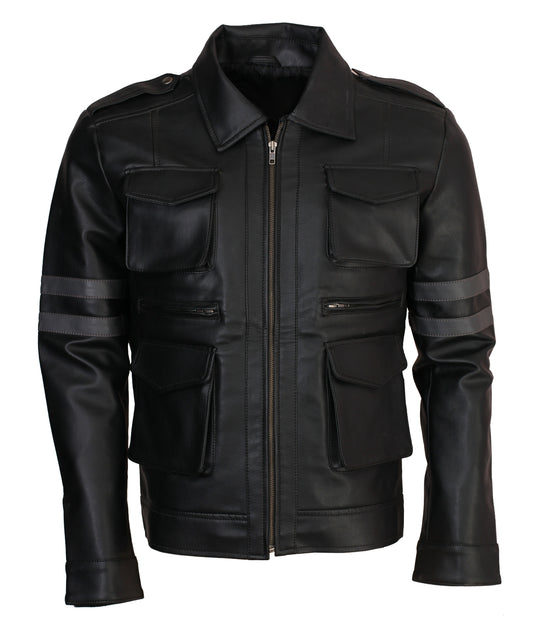 Men's Resident Evil Multi Pockets Genuine Leather Jacket