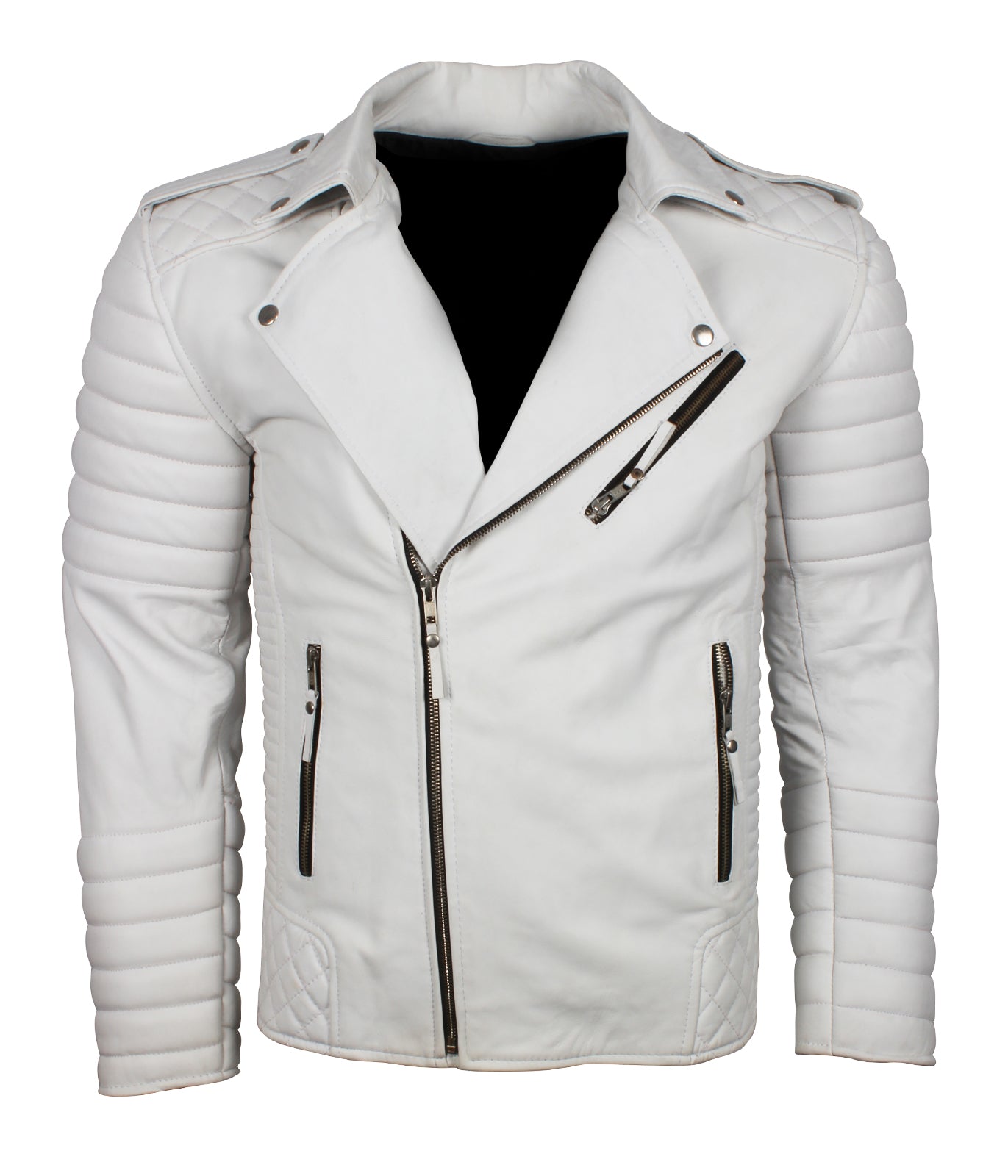 Motorcycle White Vintage Biker Leather Jacket