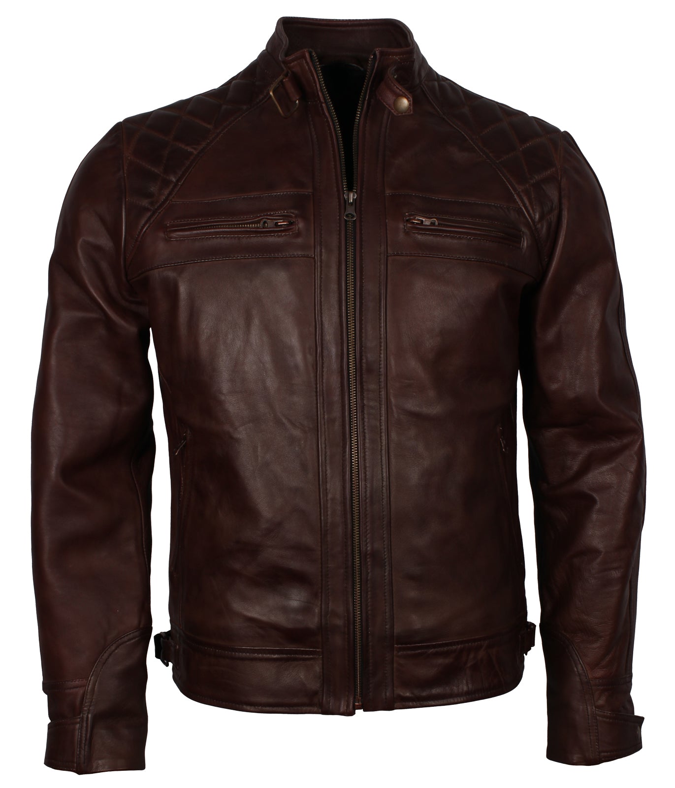 Men's Biker Dark Brown Vintage Leather Jacket