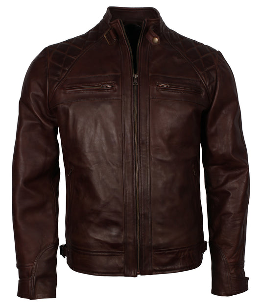 Men's Biker Dark Brown Vintage Leather Jacket