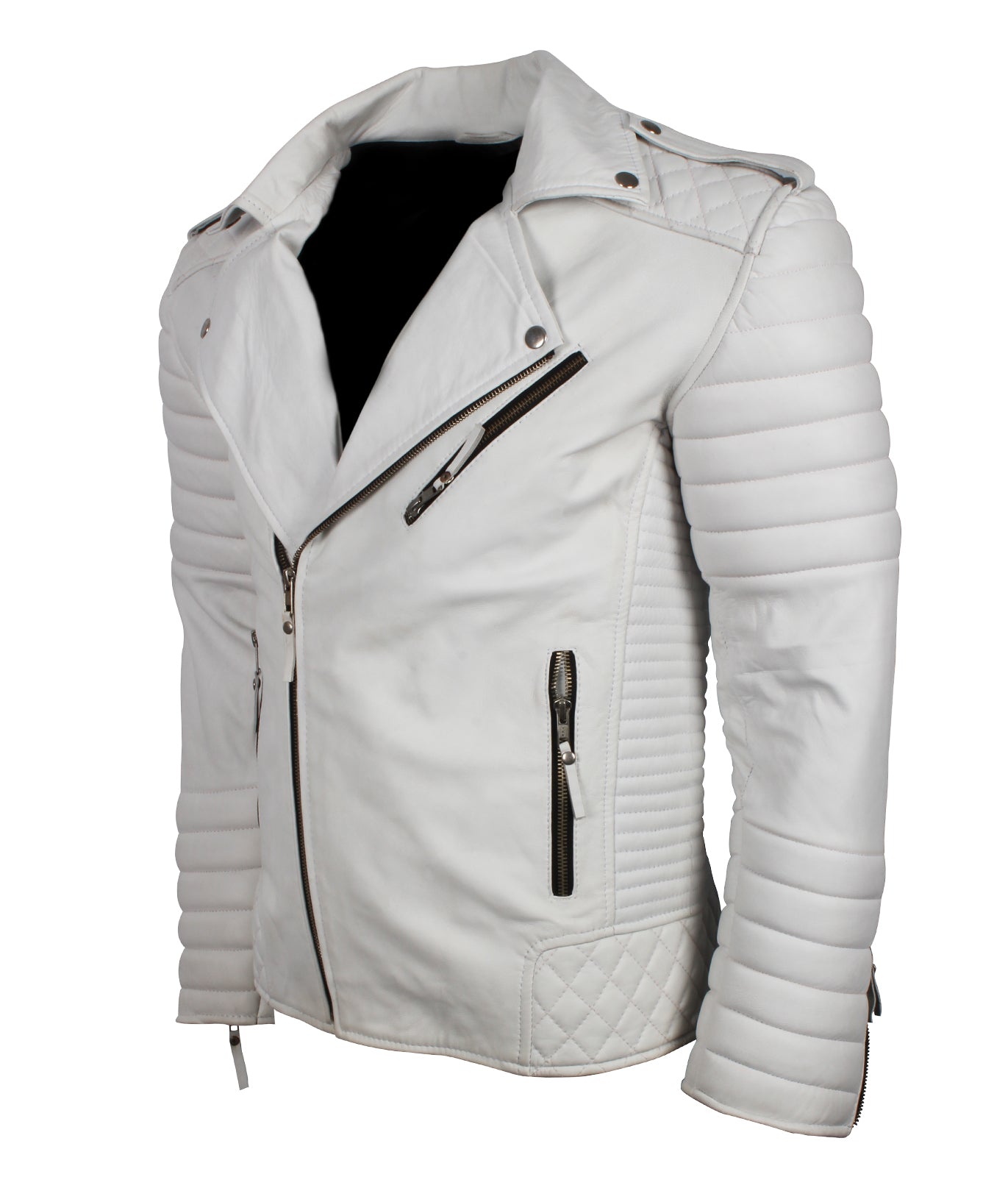 Motorcycle White Vintage Biker Leather Jacket