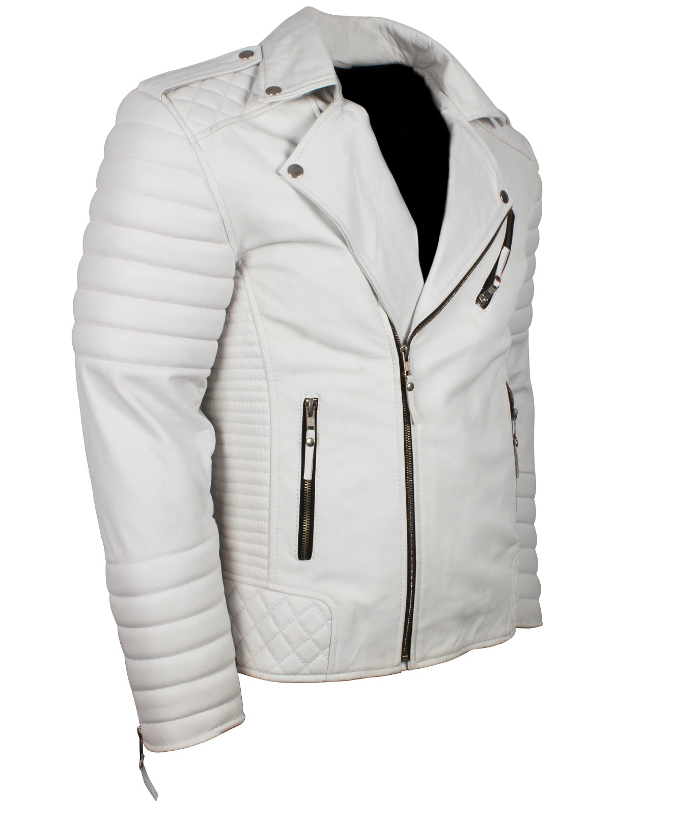 Motorcycle White Vintage Biker Leather Jacket