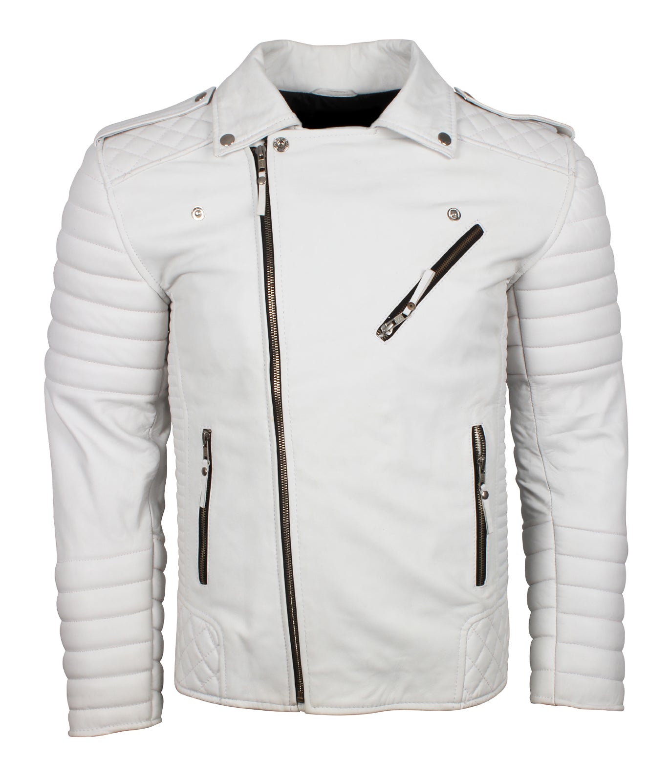Motorcycle White Vintage Biker Leather Jacket