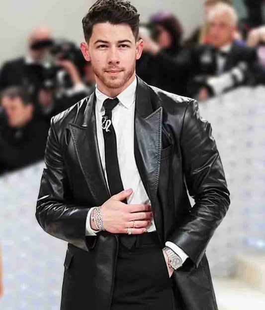 Met Gala Nick Jonas Leather Coat