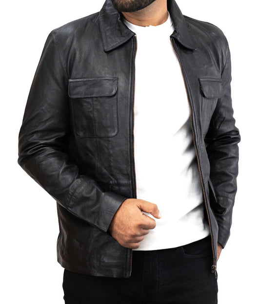 Motociclo Cavaliere Classico Leather Jacket - Schwarz Lederjacke