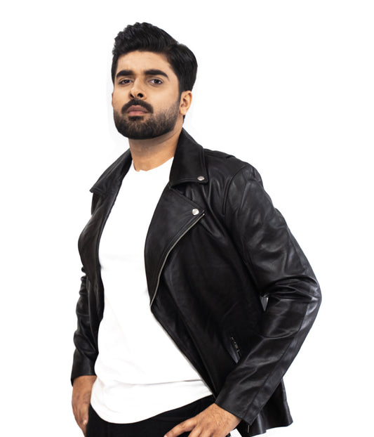 Motorbiker Black Brando Leather Jacket - Mens Black Biker jacket