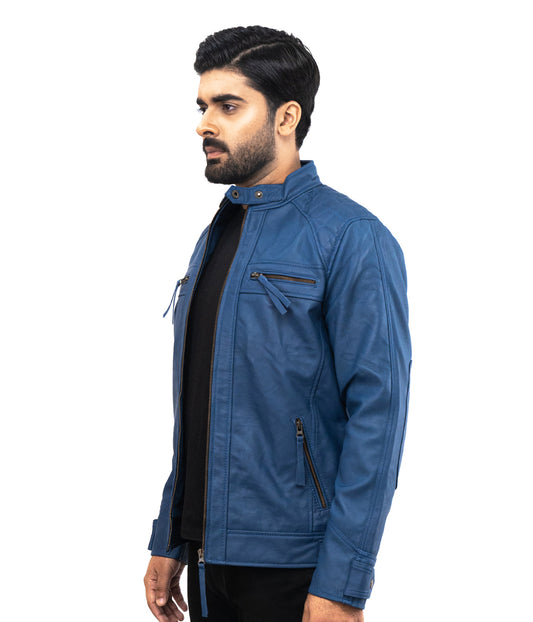 Motorcycle Bleu Cavalier Leather Jacket