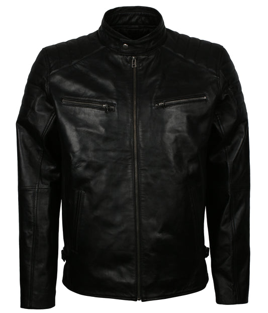 Motorcycle Men's Black Biker Leather Jacket