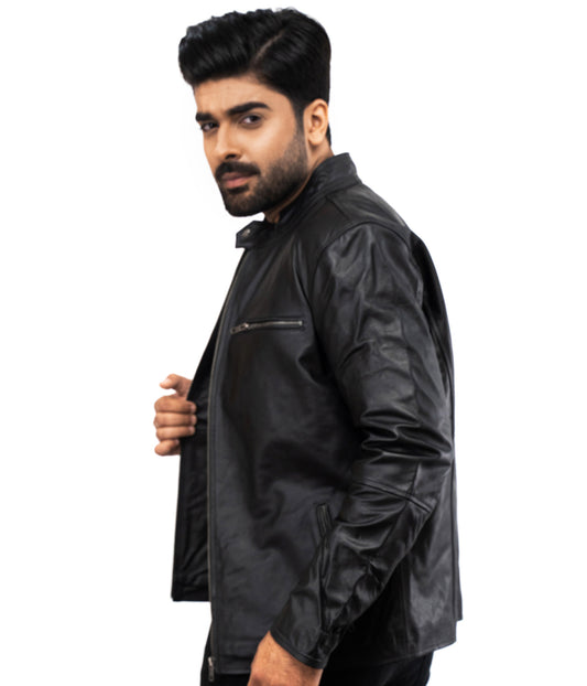 Motorcycle Riding Black Leather Jacket