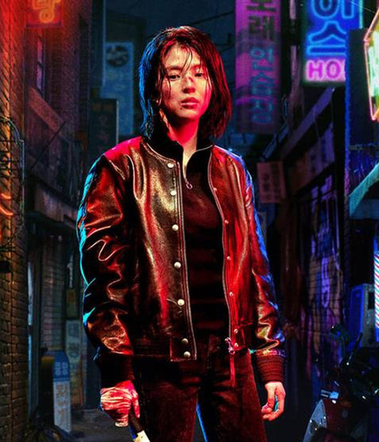 Yoon Ji-Woo Han So Hee My Name Leather Jacket