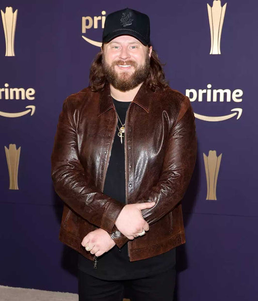 ACM Awards Nate Smith Brown Leather Jacket