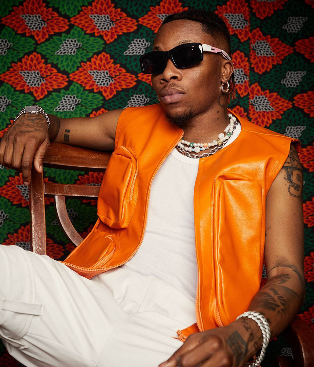 Orange Faux Oxlade Leather Vest