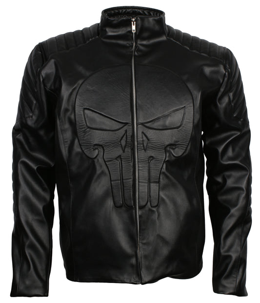 Skull Men's Black Faux Leather Jacket