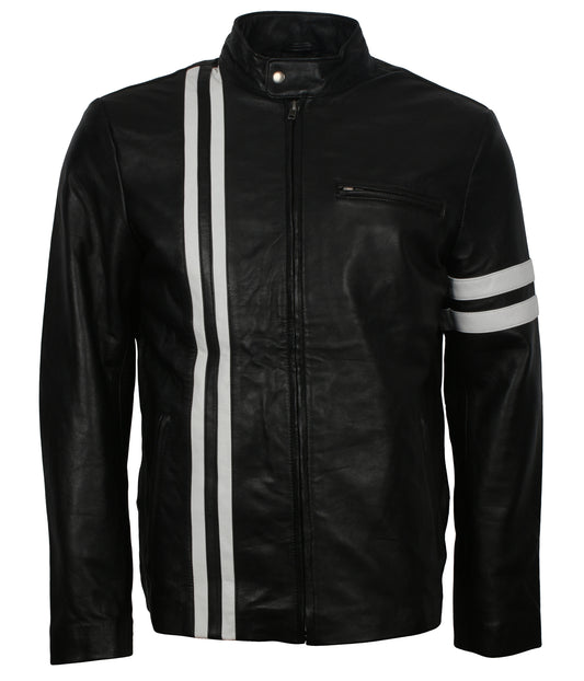 Retro Mens Biker Black Genuine Leather Jacket