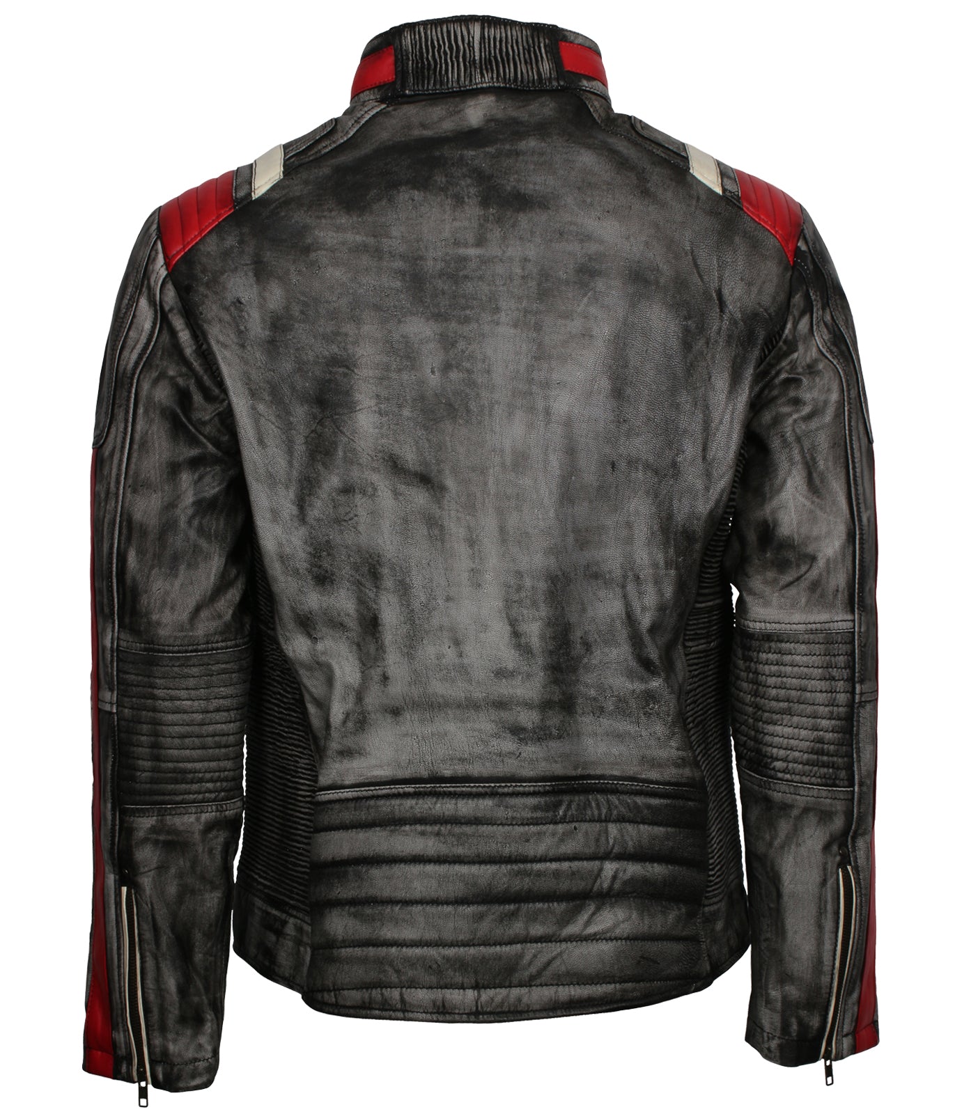 Retro Vintage Grey Men's Distressed Leather Jacket