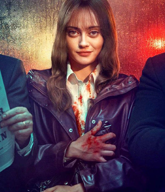 Rhiannon Lewis Sweetpea Ella Purnell Leather Coat
