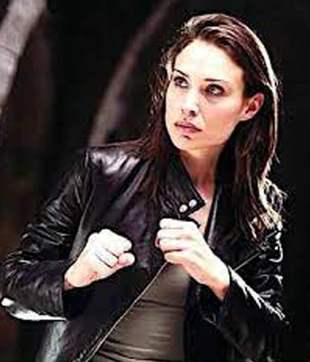 Claire Forlani The Medallion Nicole Leather Jacket