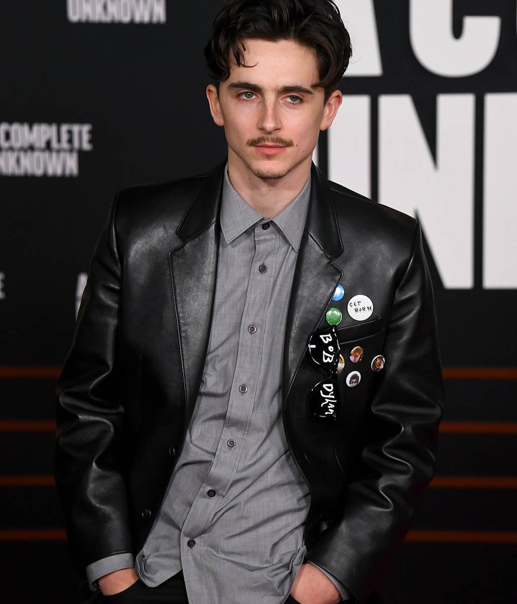 A Complete Unknown Timothee Chalamet Leather Blazer