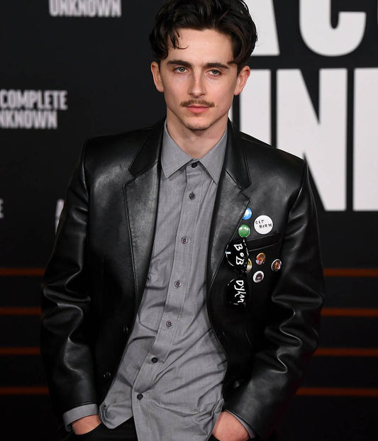 A Complete Unknown Timothee Chalamet Leather Blazer