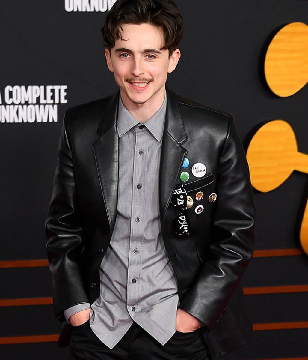 A Complete Unknown Timothee Chalamet Leather Blazer