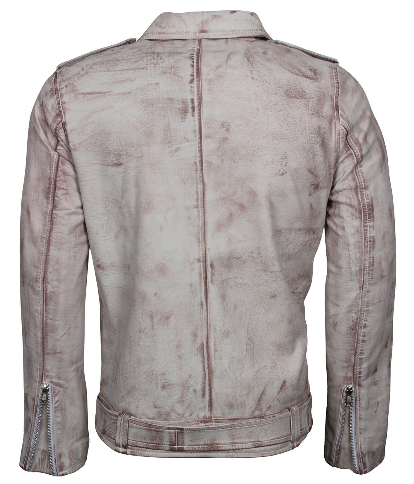 Vintage BIker Men's White Waxed Leather Jacket