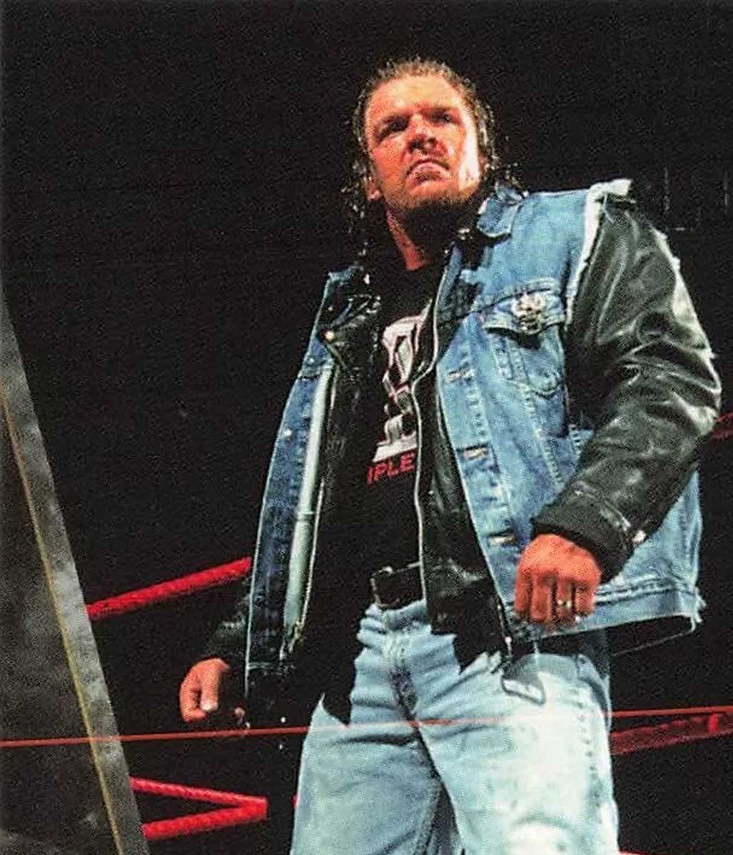 WWE Triple H Denim Leather Jacket