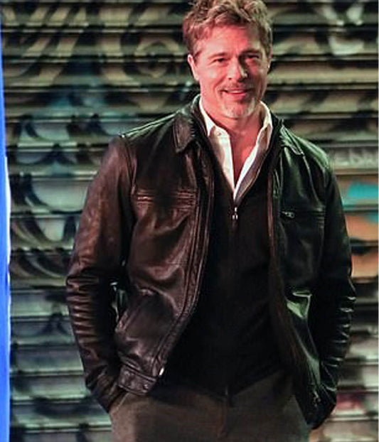 Wolfs Brad Pitt Leather Jacket