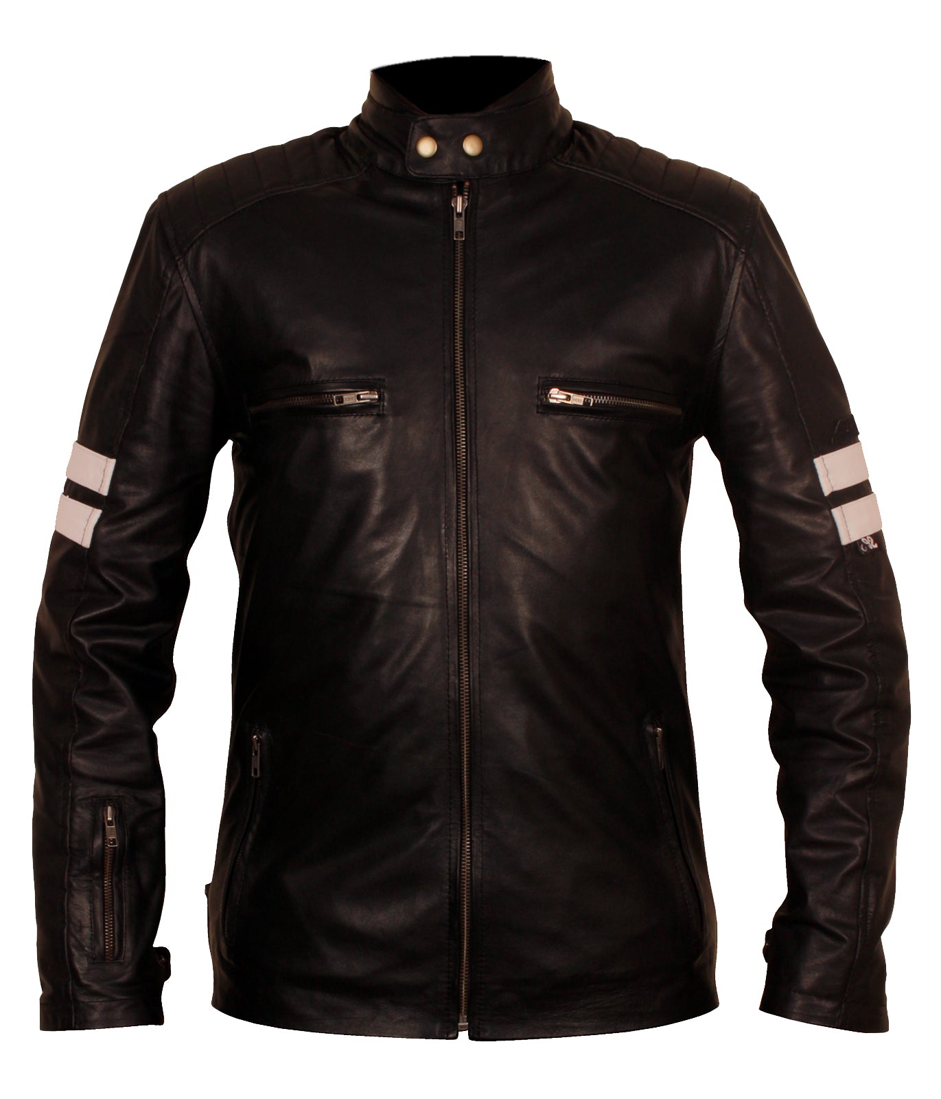 Mens Black Motorbiker Leather Jacket