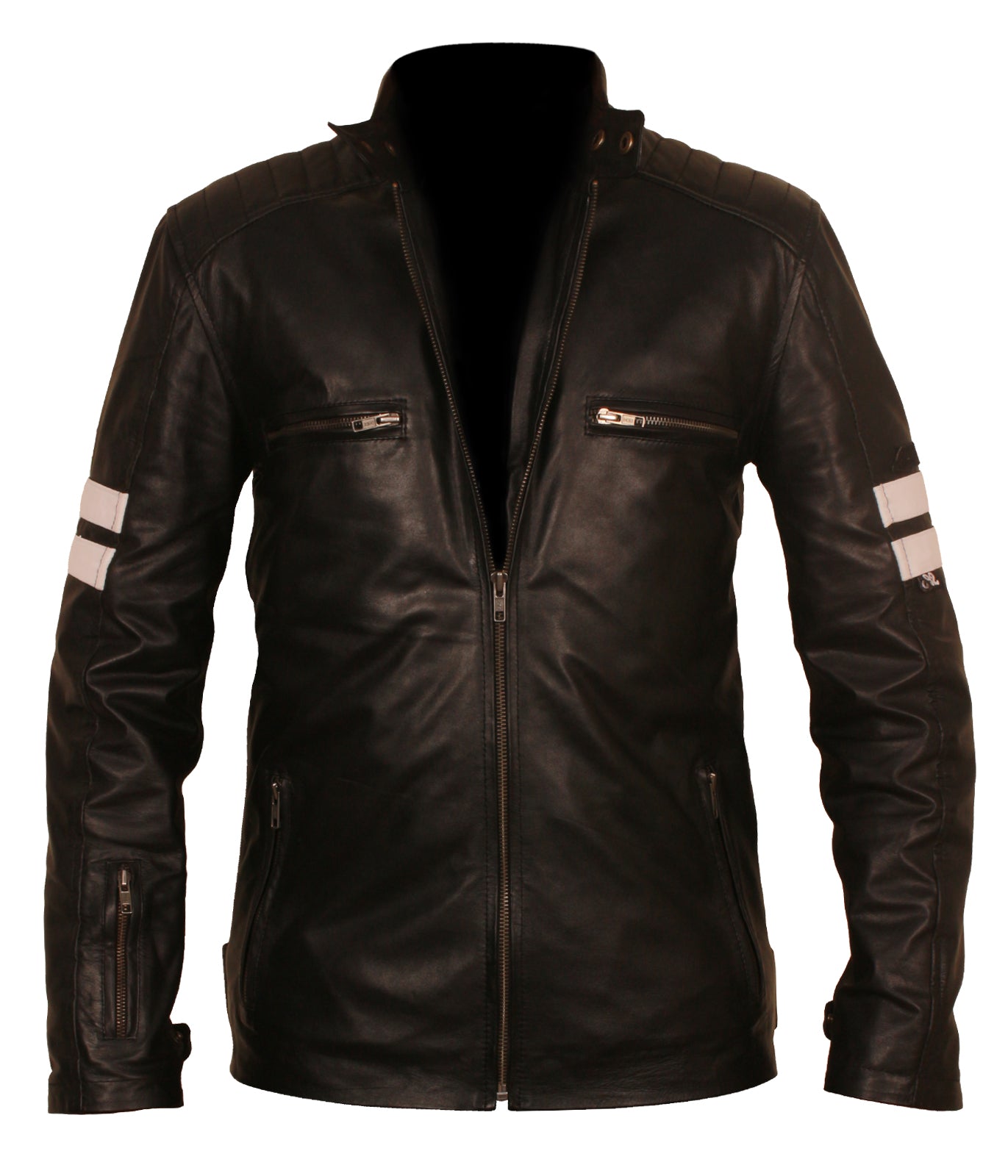 Mens Black Motorbiker Leather Jacket