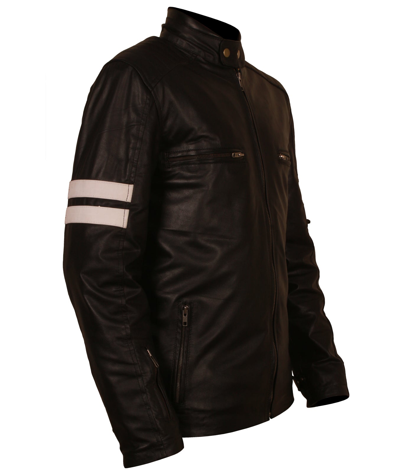 Mens Black Motorbiker Leather Jacket