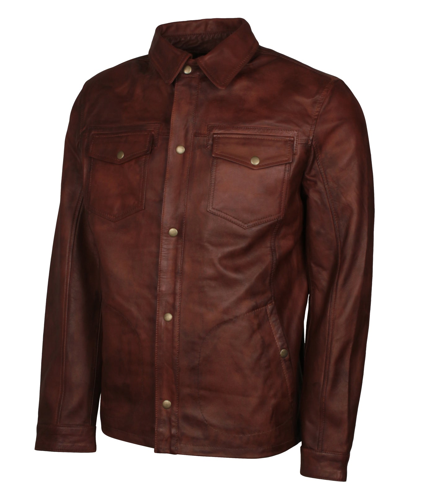 Biker Dusty Brown Mens Classic American Italian Mobster Leather Jacket