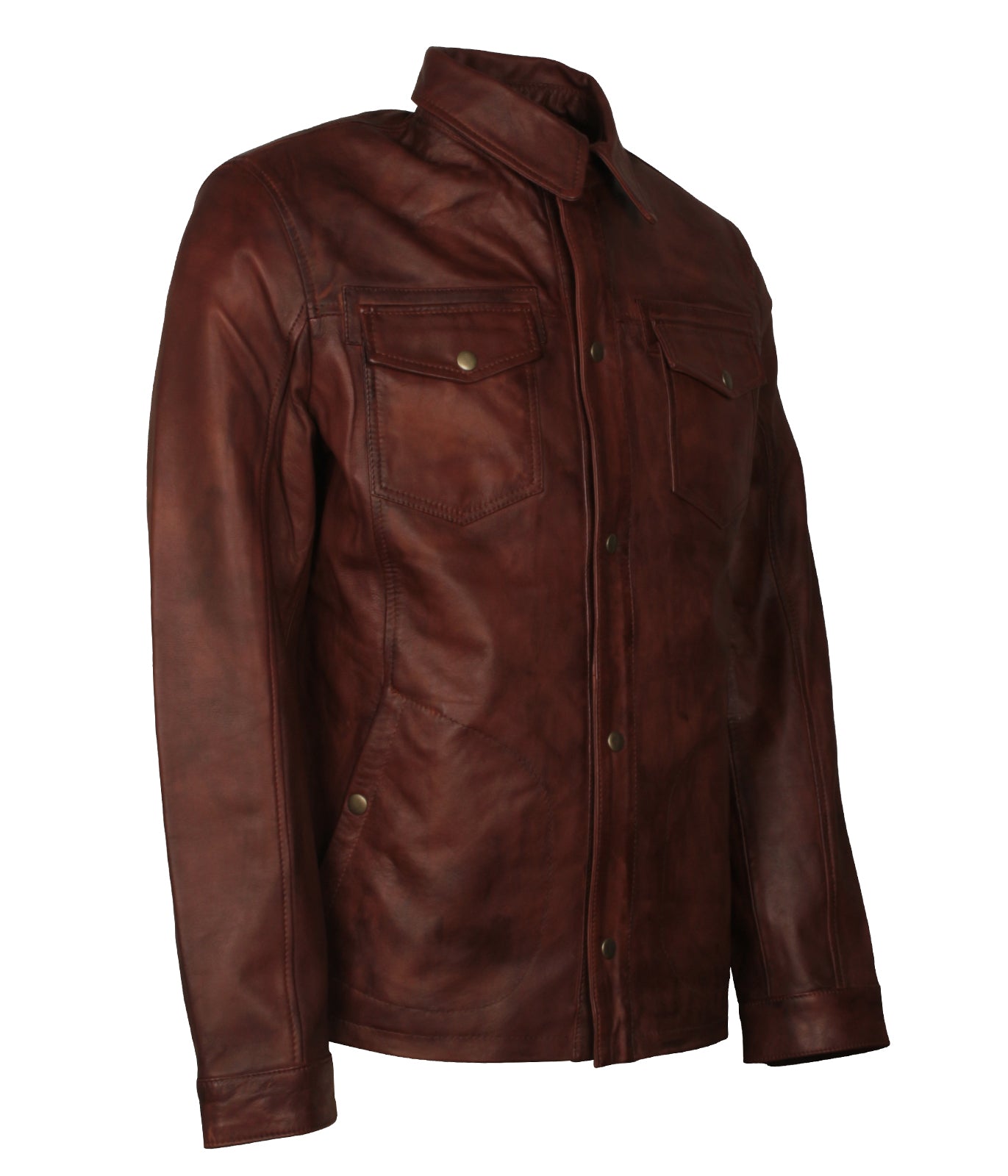 Biker Dusty Brown Mens Classic American Italian Mobster Leather Jacket