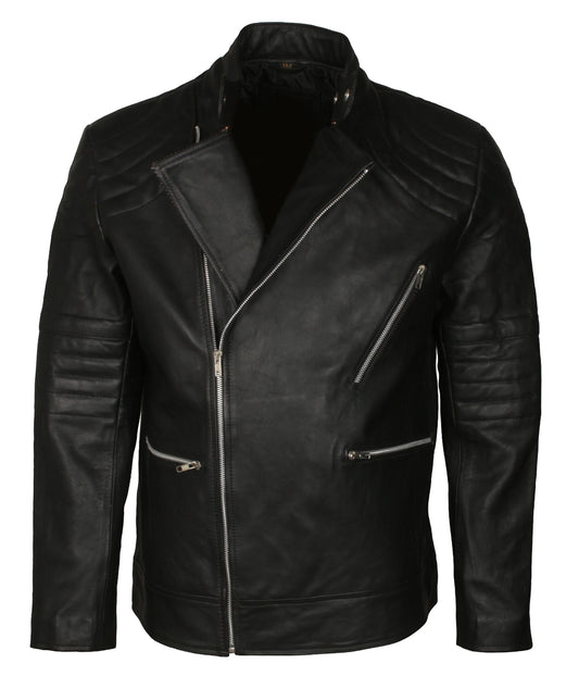 Biker Mens Black Brando Motorcycle Vintage Leather Jacket